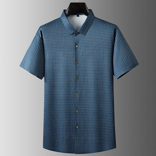 【DPF】【桑蚕丝+莫代尔】大依优型大码短袖衬衫时尚小格子半袖衬衣莫代尔夏装中年胖子高端桑蚕丝上衣男士 商品图2
