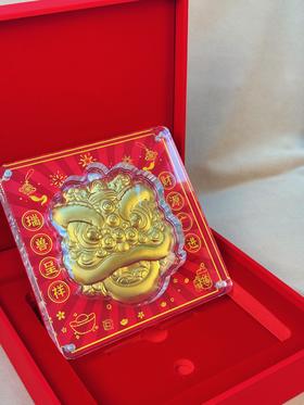 【现货】足金999醒狮吉祥如意摆件祈福求安送礼招财【金重约1g】【一物一证书】