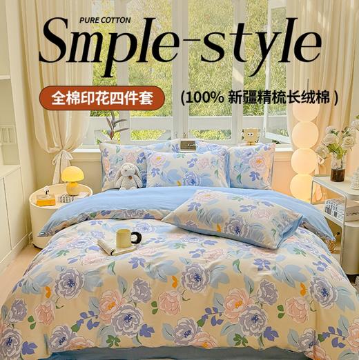 罗马世家ROMASTER 纯棉印花三件套/四件套 高密高支40S全棉面料 柔软贴肤 AB版设计 环保印染 多款可选 商品图0