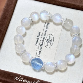 【镇海治愈之心❗海蓝宝水晶】天然蓝月光石透体水晶，触感圆润细腻蓝月光手串QQ