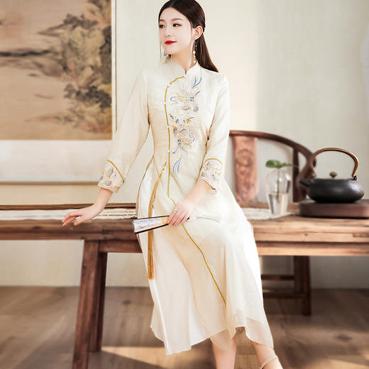 中国风改良中式，复古改良奥戴旗袍禅意连衣裙FL6311 商品图0