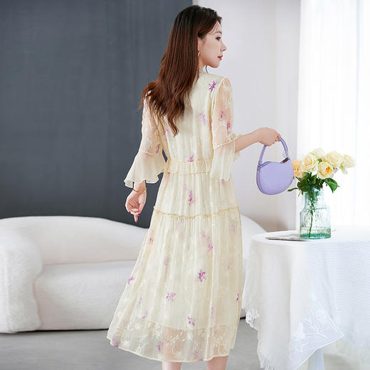 SM 82599220刺绣妈妈桑蚕丝连衣裙真丝裙 商品图3