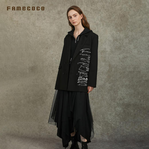 Famecoco范可儿文艺范高密精绣重工西装外套春秋款外套FAC6AW005 商品图4