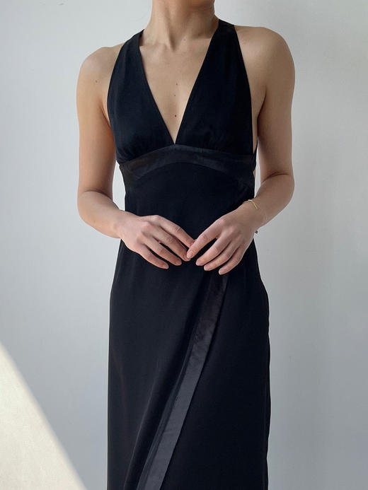 CG｜Caroline Dress 深V弹力真丝露背连衣裙［ 黑 ] 商品图6