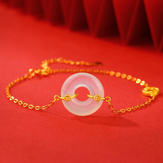 周六福S925银招财平安扣玉髓手链ZLFJ071876★ 商品图4