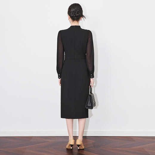 轻熟高级感收腰别致飘带包臀连衣裙WLZD2501705 商品图1