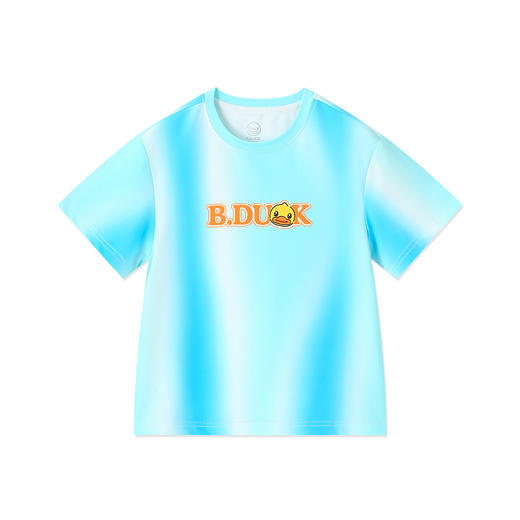 【冰感】bduck小黄鸭童装夏季男童t恤短袖夏装儿童上衣凉感渐变衣服薄105-150 BF2601052 商品图3