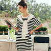 OLrain欧芮儿法式条纹针织连衣裙女夏季2023年新款披肩假两件裙子 商品缩略图3