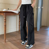 【夏季慵懒，茶歇风】【时髦百搭，不挑人】春夏新款复古高腰抽绳工装裤女宽松松紧腰显瘦拖地直筒阔腿休闲裤100% 商品缩略图7