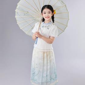 笛莎Deesha 童装女童套装2025夏新款女童新中式国风长马面套装