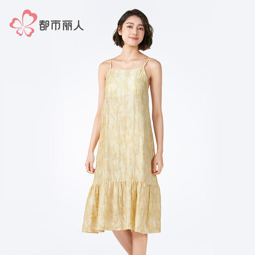 都市丽人女士梭织棉吊带裙薄梭织提花生活家居袖类LHH6B8 商品图2