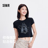 森马短袖T恤女短款字母修身小性感夏季复古做旧正肩上衣辣妹潮酷 商品缩略图1