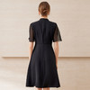 EITIE爱特爱飞飞袖优雅气质收腰轻奢黑色连衣裙夏季新款B2507620 商品缩略图4
