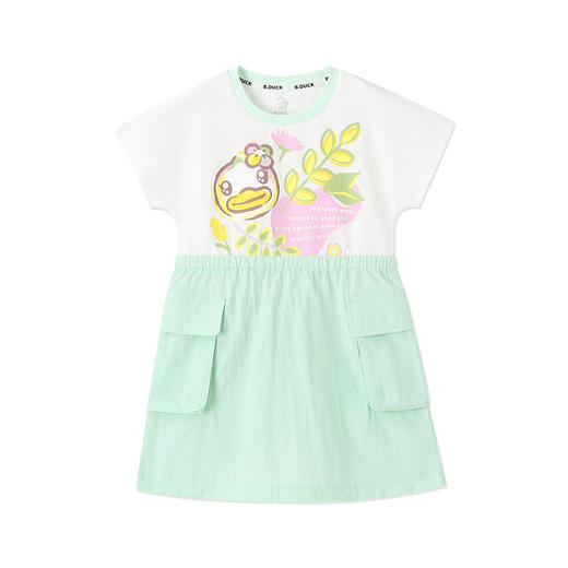 bduck小黄鸭童装夏季女童连衣裙儿童假两件裙子夏装短袖公主裙潮105-150 FF2680056 商品图3