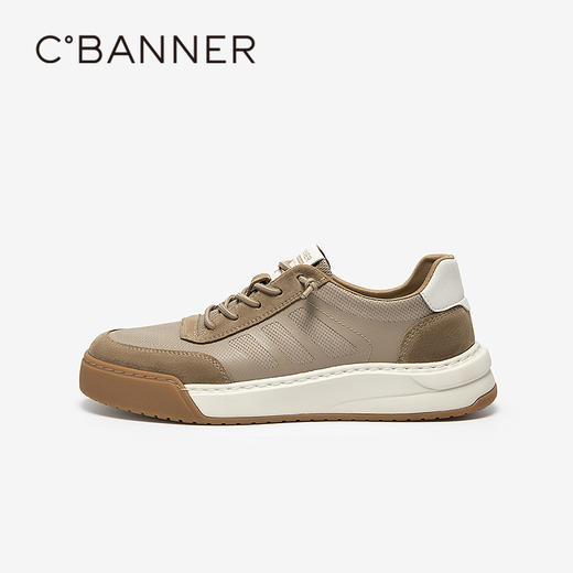 千百度男鞋厚底板鞋透气男士增高轻便舒适休闲运动鞋A25133104 商品图2