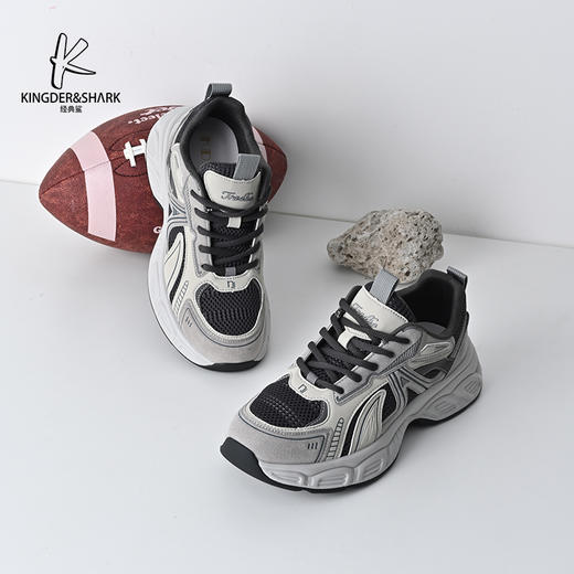经典鲨2025年春季新品男士韩版网面透气舒适休闲跑步鞋老爹鞋KW222-513021 商品图2