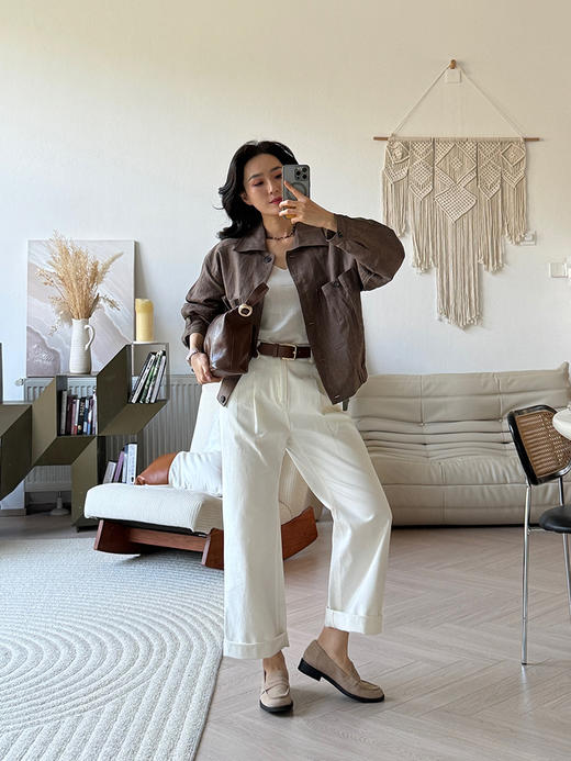 法国进口亚麻 廓系立裁 衬衫短裤套装 商品图6