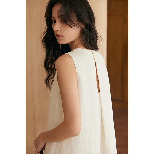 HeyDress法式亚麻背心连衣裙女夏季后背交叠设计高级气质黑色裙子 商品图2