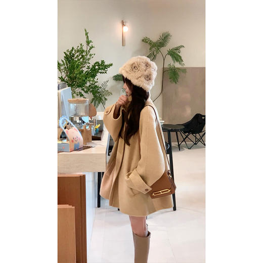 现货【格调派对】设计师高定新款牦牛绒双面呢大衣立领气质外套女 商品图4