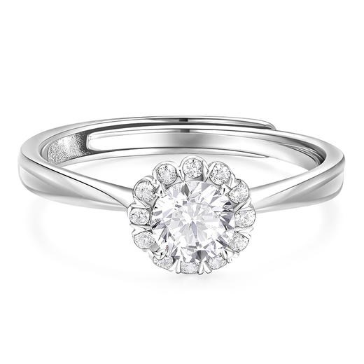 卡蒂罗/KADER 璀璨之约情侣对戒 精致手捧花造型满镶钻石闪耀吸睛开口可调节 求婚告白礼盒款氛围感配饰 925银 商品图1