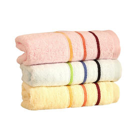洁丽雅 成人强吸水彩色缎条纯棉毛巾3条装（颜色随机） 6443