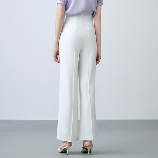EITIE爱特爱夏季新款干练通勤高腰白色百搭显瘦长裤7805506 商品图4