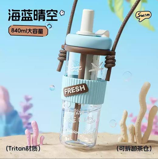 bablov吸管杯女生高颜值水杯办公室新款便携大容量tritan杯子斜挎 商品图1