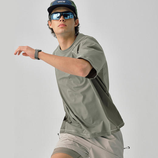 714street四面弹拼接短袖T恤男夏季轻薄打底衫凉感速干防晒运动衣 商品图0