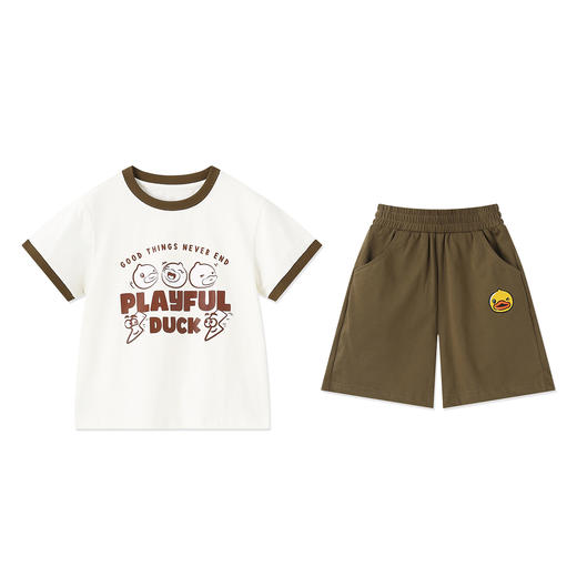 【5A抗菌】bduck小黄鸭童装夏季男童套装短袖T恤两件套纯棉儿童夏装薄110-160 BF2681011 商品图3
