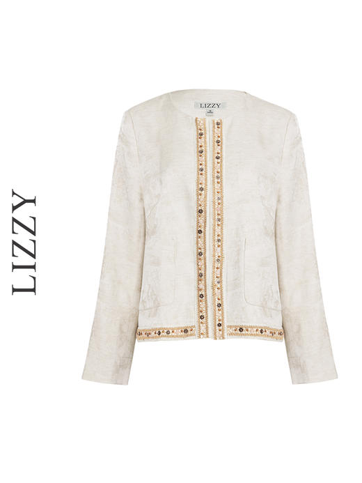 LIZZY早秋优雅经典名媛钉珠圆领小香风通勤外套8143 商品图4