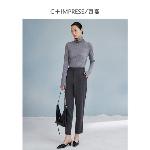 C+IMPRESS/西嘉高腰烟管裤极简显瘦九分直筒西装裤女春秋款 商品图2