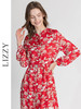 LIZZY夏季通勤休闲舒适桑蚕丝印花长袖连衣裙配腰带8130 商品缩略图1