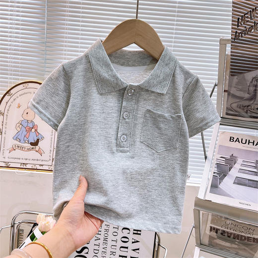 儿童纯色短袖polo衫男女童校服内搭娃娃领短袖宝宝夏季T恤90-170 商品图6