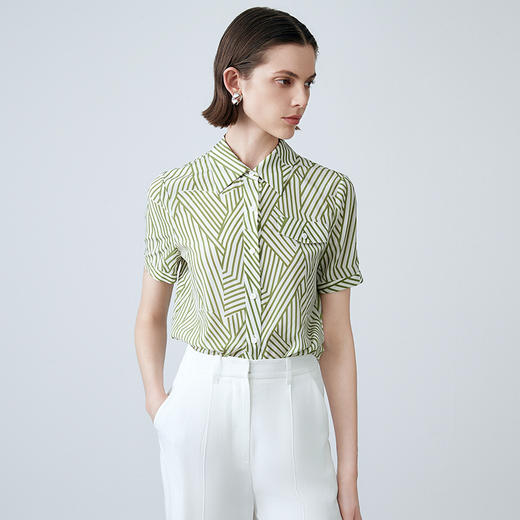 EITIE爱特爱夏季新款洋气职业干练显瘦印花衬衫上衣7809503 商品图1