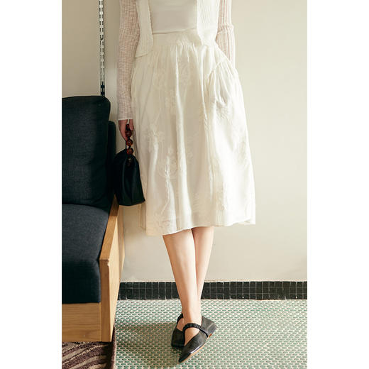 HeyDress醋酸立体绣花衬衫女夏季法式复古宽松慵懒感气质白色小衫 商品图3