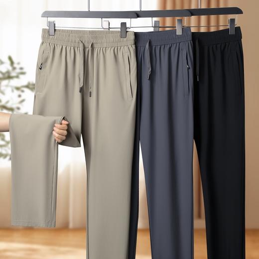 【DSF】大依优型大码冰丝裤直筒休闲运动夏季长裤弹力大号裤子加肥加大松紧腰宽松 商品图2