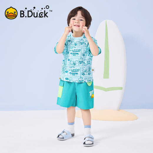 bduck小黄鸭童装夏季宝宝短裤男童五分裤纯棉夏装工装裤儿童运动裤子90-130 BF2652019 商品图1