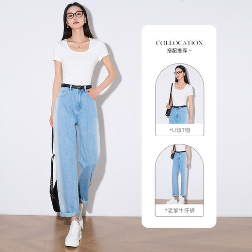 OLrain欧芮儿浅蓝色牛仔裤女夏季2025年新款通勤休闲百搭老爹裤 商品图1