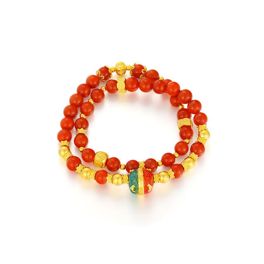 【古法文玩】红气养人，吉言皆得所愿南红鎏彩多圈珠串手链，金重约23.53g，克重计价多退少补（Y.）【预售】【金价请咨询客服，克重计价都包含工费【每日金价请咨询客服】 商品图5