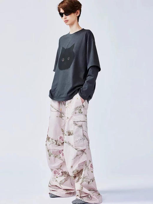 【3月21日 下午13:00 秒杀】原厂 乌丫猫头 巨可爱的猫猫头 假两件长袖T 商品图1