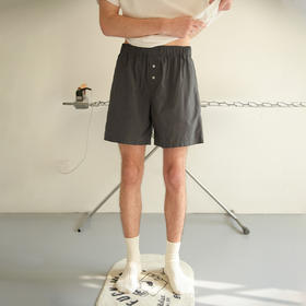 714street日系简约基础款纯色短裤2025夏季新款潮牌情侣装家居裤