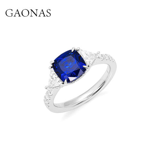GAONAS 培育蓝宝石【矿工的眼泪】经典隽永贵气蓝色方形戒指10164JB 商品图2
