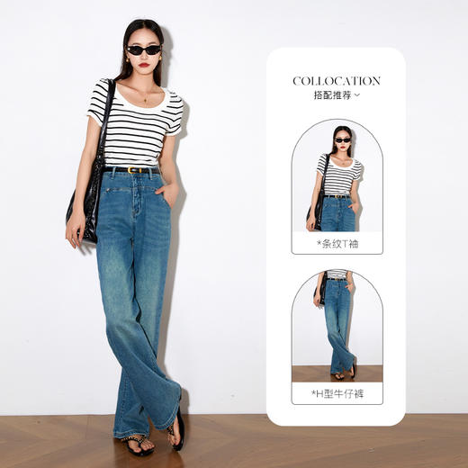 OLrain欧芮儿复古直筒牛仔裤女夏季2025年新款高腰直筒阔腿裤 商品图1
