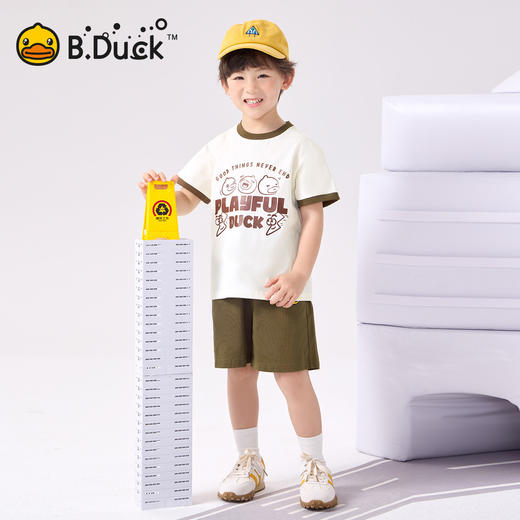 【5A抗菌】bduck小黄鸭童装夏季男童套装短袖T恤两件套纯棉儿童夏装薄110-160 BF2681011 商品图1
