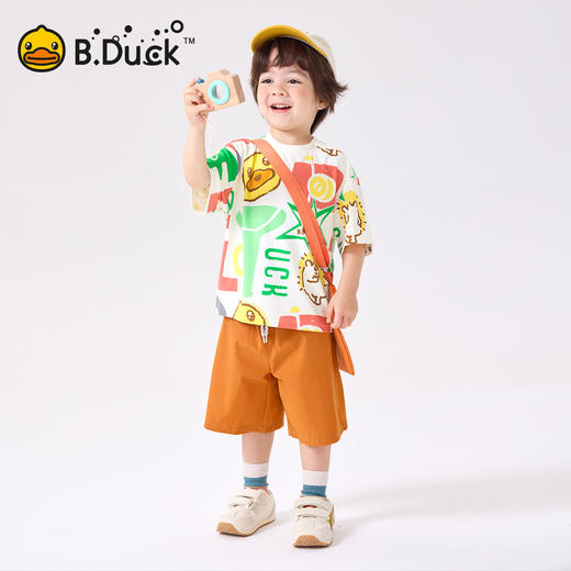 【冰感】bduck小黄鸭童装夏季男童T恤短袖凉感儿童夏装宝宝半袖上衣薄90-130 BF2601030 商品图1