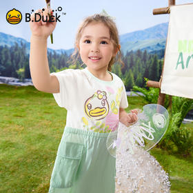 bduck小黄鸭童装夏季女童连衣裙儿童假两件裙子夏装短袖公主裙潮105-150 FF2680056