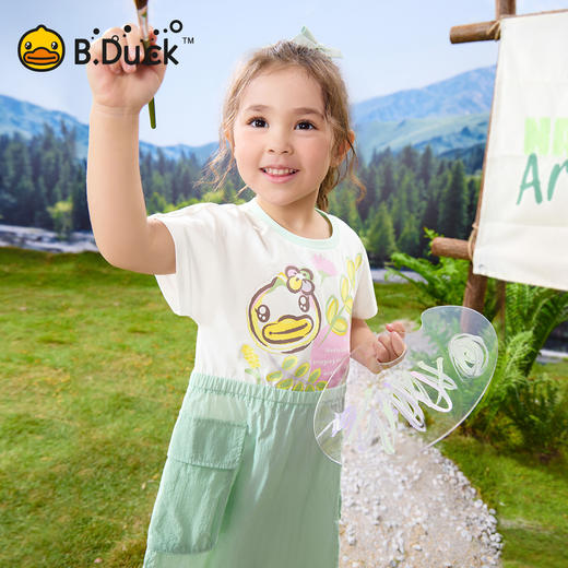 bduck小黄鸭童装夏季女童连衣裙儿童假两件裙子夏装短袖公主裙潮105-150 FF2680056 商品图0