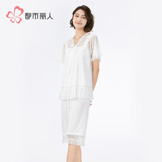 都市丽人女士特殊面料短袖套装薄针织网纱亲情蜜语短袖类LHH9B3 商品图2