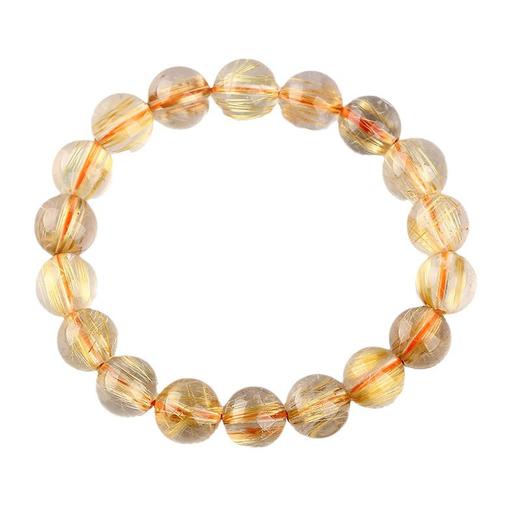 来财～天然金发晶手串发晶顺发招财之石圆珠素圈手链百搭饰品 商品图4