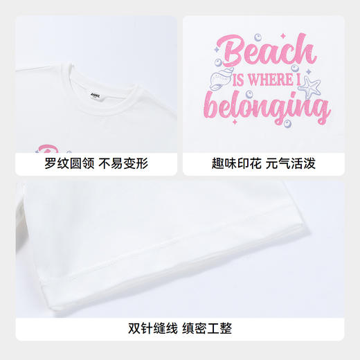 【宽松随性百搭T】女童圆领短袖针织衫夏季新款安奈儿童装小程序专享EG521151 商品图4